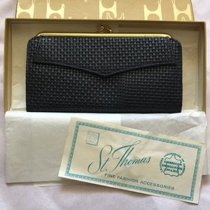 VINTAGE St. Thomas Black Basket Weave Wallet